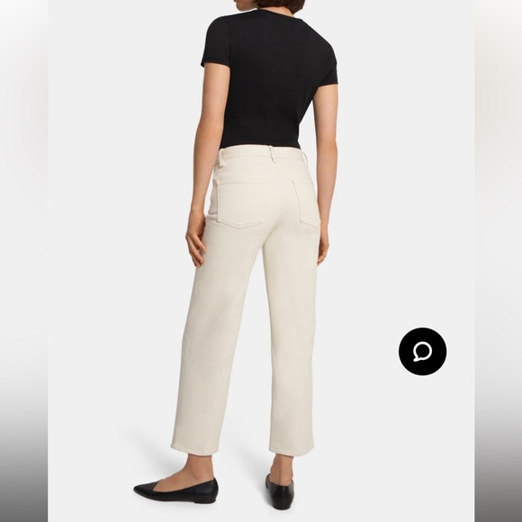 NWT Theory Wide Crop Jean in Dyed Denim Ecru size 26 - Picture 2 of 8